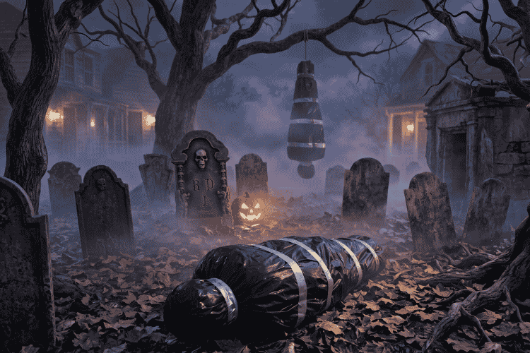 Scary Halloween Decoration With Corpse Prop