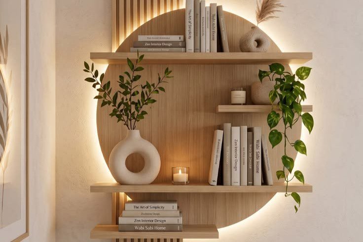 backlit shelf for zen entryway