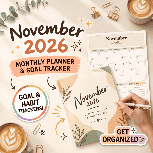 Free November 2026 Monthly Planner and Goal Tracker PDF