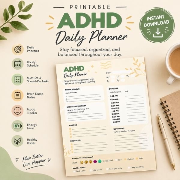 Preview of the Playful ADHD Daily Planner PDF